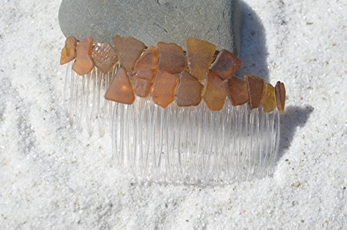 Genuine Shades of Brown Sea Glass Hair Combs (Set of 2) - Thumbnail 5