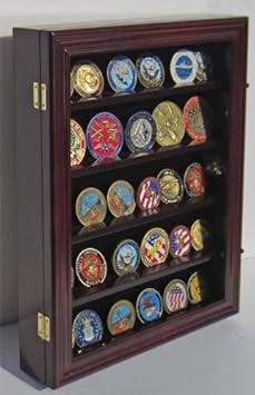 Military Challenge Coin Display Case Cabinet Medal Rack Holder Shadow Box Black Display Stands
