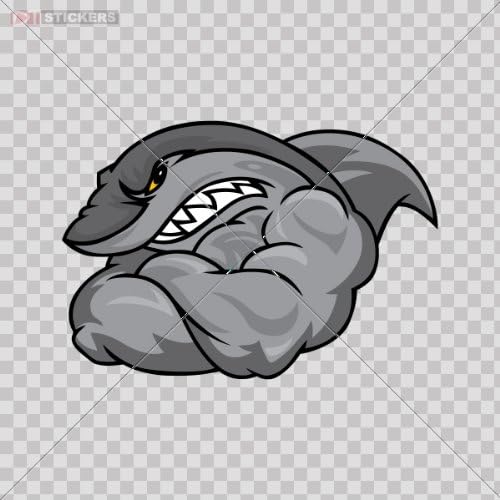 Sticker Shark Sharks Muscular Doors Helmet Truck Motorcycle Note Book I Phone L Size: 5 X 3.4 Inches Vinyl color print
