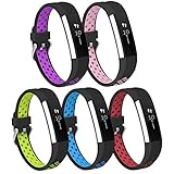 iHillon Fitbit Alta (HR) Bands, 5-Pack Two-Toned Breathable Sport Strap Metal Buckle Fitbit Alta/Alta Hr Women Men, Small Large