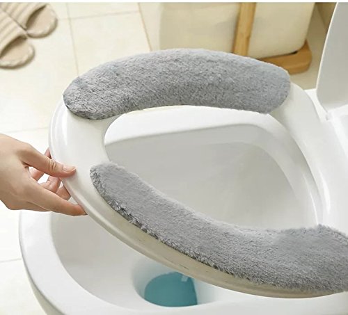 Lifechaser Sticky Toilet Seat Lid Warmer Cover Pads Washable Thick Toilet Warmer Mat for Bathroom (2 Pack, Brown) - Thumbnail 5