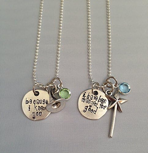 Because I Knew You, I have been changed for good Swarovski Elphaba and Galinda Wicked Musical Necklace (Set of 2)