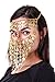 Gold Red Gem Belly Dance Costume Headwear Coins Face Mask Veil Tribal Bedouin Burka Burqa,Gold, One Size