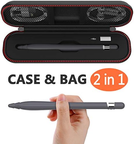 Compatible Apple Pencil Case, Compatible for Apple Pen Carrying Bag Holder Nib Cover Integrated Anti-Lost Cap Silicone Sleeve Compatible for Apple Pen Accessories (Gray)