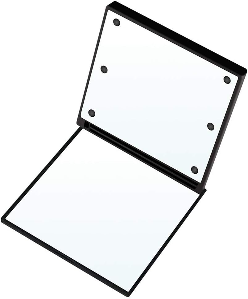 AGUIguo Compact Travel Makeup Mirror - Portable Folding Lightweight Mirror with 6 LED Lights Rectangle Vanity Mirrorfor Pocket & Purse,Battery Operated