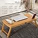 Laptop Desk, NNEWVANTE Bamboo Laptop Table Adjustable Lap Tray Bed Serving Tray Breakfast Table Foldable Coffee Tea Table 5 Tilting Top Angles 2 Latches Prevent Leg Wobbling Large Size 27.95″ x 13.8″thumb 3