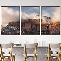 3 Piece Framed Canvas Wall Art Foggy Mountains Canvas Prints Home Artwork Decoration for Living Room,Bedroom - 16