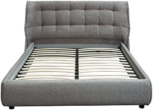 Ashton Low Profile Eastern King Bed in Mist Grey Two-Tone Fabric , Included HEADBOARD, FOOTBOARD, SLATS by Diamond Sofa - # ASHTONEKBEDGR