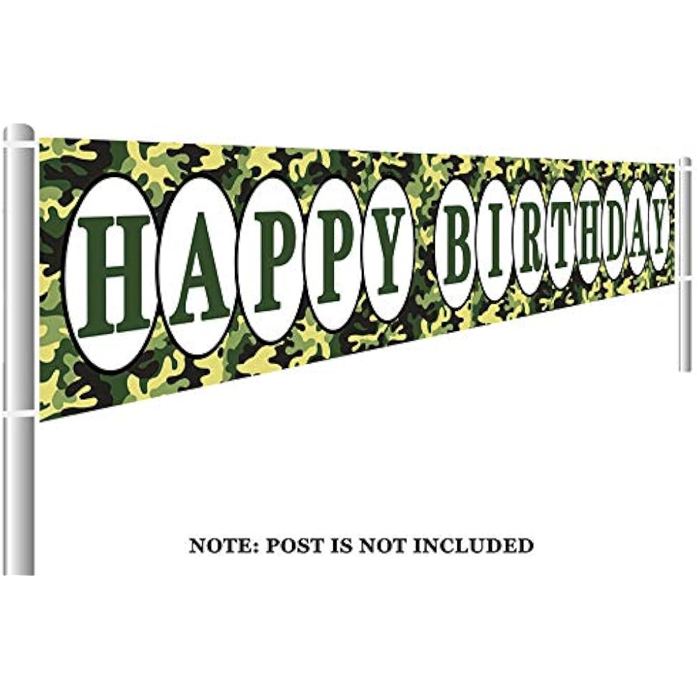 Gran Camuflaje Feliz Cumpleanos Banner Decoracion Fiesta