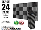 Arrowzoom New 24 Pack of 9.8 X 9.8 X 1.9 Inches Black and Gray Soundproofing Insulation Pyramid Acoustic Wall Foam Padding Studio Foam Tiles AZ1034 (BLACK & GRAY)