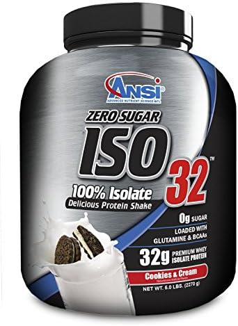 ANSI - ISO 32 - Premium Isolate Protein Powder Shake Mix Supplements (Cookie &amp; Cream)