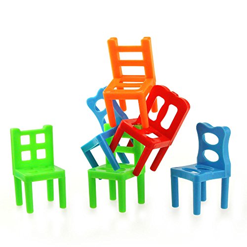Jenilily Chairs Stacking Tower Balancing Game - Party Favor Stacking Toys - Pile-Up Suspend Family Board Games For Kids (18 Chair Toys Set)