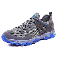 Zarachielly Men Barefoot Water Shoes Beach Aqua Socks Quick Dry for Hiking Swiming Surfing(Grey-Blue Lable 45/10.5 D(M) US Men)