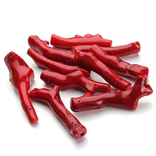 Linsoir Beads Large Stick Coral Beads Red Branch Coral Beads Baroque Coral Pendants 4-7CM Pack of 5