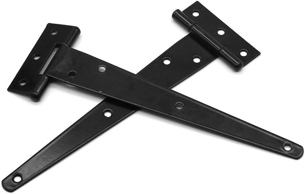 D-Orange 2 Pack T-Hinge Gate Shed Hinges 200mm/8 Inch Heavy Duty Metal Black Strap Hinges With Screws for Gates Shed and Barn Doors - Image 4