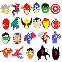 Melleco 20pcs Keychain Key Ring Superhero Theme Goodie Bag Stuffer Christmas Gift Holiday Charms for Kids Children Birthday Party Favors School Carnival Reward Prizes Decoration Collectible