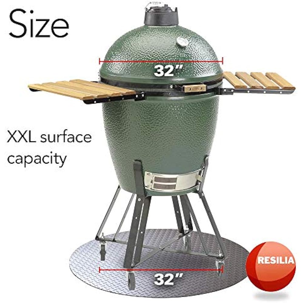 Resilia Round Under Grill Mat Silver, Large 36inch Diameter, For