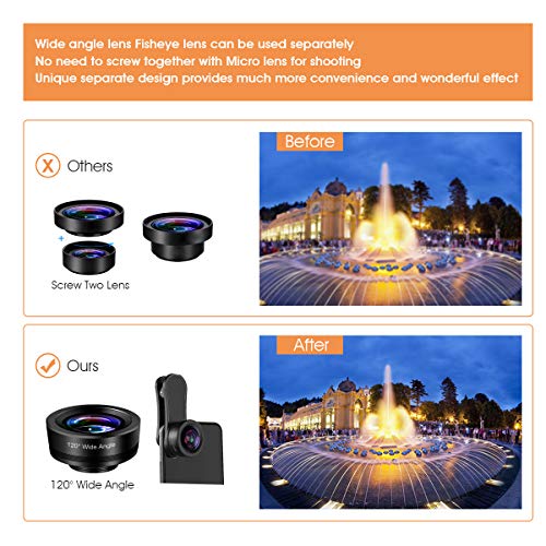 AFAITH Objectif de Caméra pour Smartphone, 3 en 1 Kit d’Agrafe de Lentille de Téléphone Portable, Objectif Macro 20X…