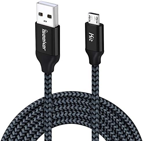 Micro USB Cable PS4 15FT,iSeeker Black Extra Long Durable Braided Type A Male To Micro-B Male Charging Data Cord for Samsung galaxy S6 S7 edge, PS4 controller, BLU, MOTO, Nexus, LG, Smartphones, Came