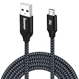 Micro USB Cable PS4 15FT,iSeeker Black Extra Long Durable Braided Type A Male to Micro-B Male Charging Data Cord for Samsung Galaxy S6 S7 Edge, PS4 Controller, BLU, Moto, Nexus, LG, Smartphones