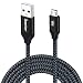 Micro USB Cable PS4 15FT,iSeeker Black Extra Long Durable Braided Type A Male to Micro-B Male Charging Data Cord for Samsung Galaxy S6 S7 Edge, PS4 Controller, BLU, Moto, Nexus, LG, Smartphones