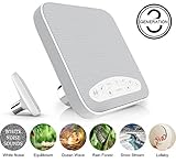 White Noise Machine, Portable Sleep Therapy Sound Machine with 5 Natural Sound Options, Shut-Off Timer & Nighttime Light, Idea for Tinnitus Sufferers, Light-sleepers & Infants, etc. by HanPro (White)