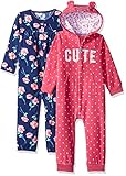 Carter's Girls' 2-Pack One Piece Romper, Pink/Navy, 3 Months