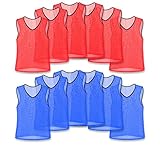Unlimited Potential Nylon Mesh Scrimmage Team Practice Vests Pinnies Jerseys for Children Youth Sports Basketball, Soccer, Football, Volleyball (6 Red / 6 Blue, Youth)
