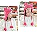 BIBITIME Women's Hat Cat Ear Crochet Braided Knit Caps Warm Snowboarding Winter (One Size, Watermelon red)