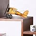 Vintage Airplane Model Metal Handicraft, Wrought Iron Aircraft Biplane, for Photo Props/Christmas/Home Decor/Ornament (Yellow)