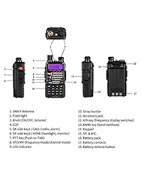 Baofeng UV 5R + Plus UHF VHF Radio de dos vías para radioaficionados de largo alcance y doble correa, Negro