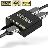 4K HDMI Splitter 1 in 2 Out, Fosmon 1x2 HDMI 1.4 Volt Powered Splitter (4k at 30 Hertz Full UHD 1080p 3D) with AC Power Adapter for Duplicated-Mirror Dual Monitor (1 Source-2 Display Simultaneously)