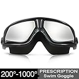 Zionor RX Prescription Swim Goggles, Optical Corrective Swimming Goggles Leakproof Anti-Fog UV Protection Nearsighted Shortsighted Myopia for Men and Women