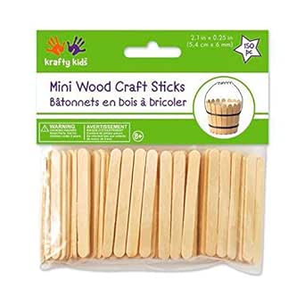 Mini palos de madera para manualidades, natural, 150 piezas (2 13 x 0,6