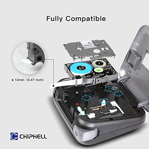 Chiphell 4-Pack P Touch Label Tape 12mm 0.47 inch Laminated White Tape Compatible with Brother P Touch Label Maker, 26.2 Feet (8M)