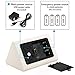 OCT17 Wooden Wood Clock, New Version LED Alarm Digital Desk Clock Adjustable Brightness, Alarm Time, Displays Time Date Temperature - White