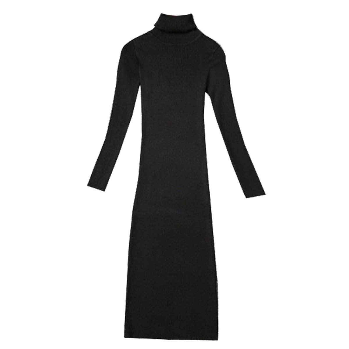 Dresses Women\'s Maxi Dress Turtleneck Cashmere ankle length dress Long Sleeve Slim Fit Stretchable Elasticity (One Size, 1325 Black)