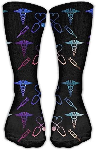 RN Symbol Of Nurses Syringe Sethoscope Men's Women's Printed Casual Running Socks Crew Socks High Stockings 1 Pack