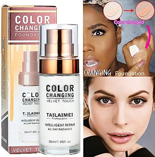30ML TLM Color Changing Foundation,Liquid Base Concealer Cream Moisturizing Cover Makeup Flawless Colour Change To Your Skin Tone By Just Blending