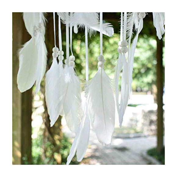 Atrapasueños Grande Plumas Blancas Macramé para Boda Vintage decoración