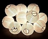 Oriental Lantern Outdoor Indoor String Lights 11 Feet Length 10 Lights (White)