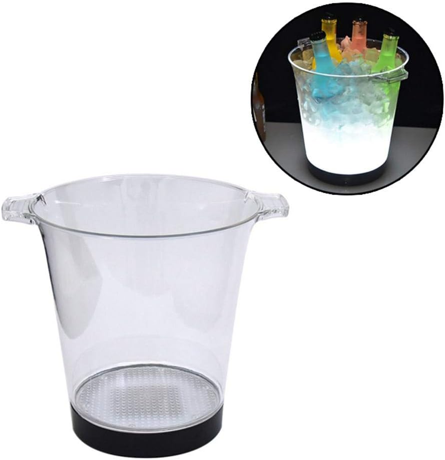 AUOKER LED Ice Bucket, 5L Large Capacity Champagne Bucket Beverage Tub with Beautiful Lights, Clear Wine Beer Beverage Champagne Tin Drink Cooler Container for Bar Party Home Celebration