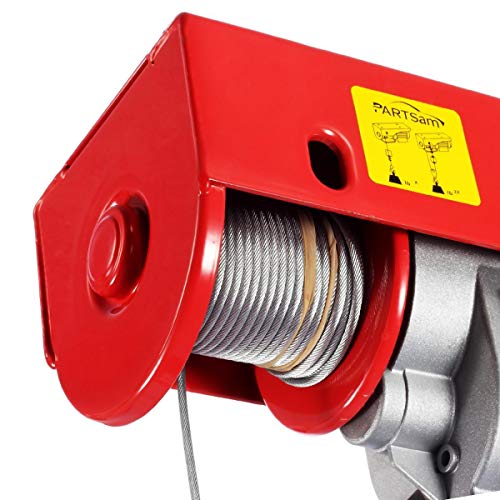 Partsam 1320lbs Automatic Lift Electric Cable Hoist with Wireless Remote Control 110V Overhead Crane Garage Ceiling Pulley Winch w Towing Strap Sling, Electric Wire Rope Hoist, 38ft Lift Height - Image 4