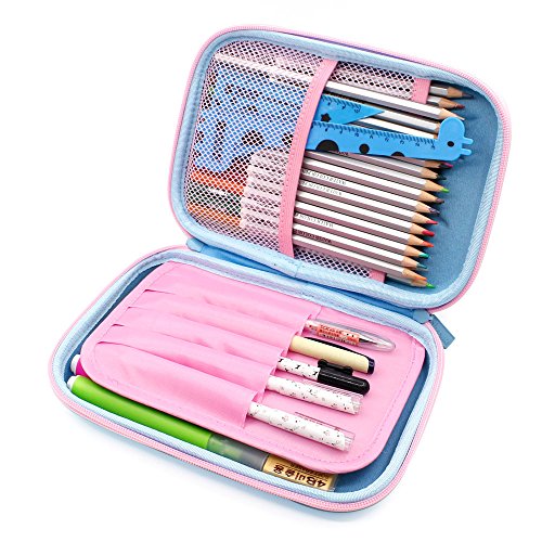 3D Cute Deer Hardtop Pencil Case - Kids Large Colored Pen Holder Box With Compartments - Girls Cosmetic Pouch Bag Stationery Organizer (Light Blue) - Thumbnail 4