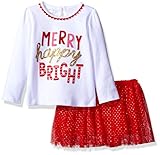 Mud Pie Toddler Girl Holiday Two Piece Playwear Set, Merry Bright, 3T
