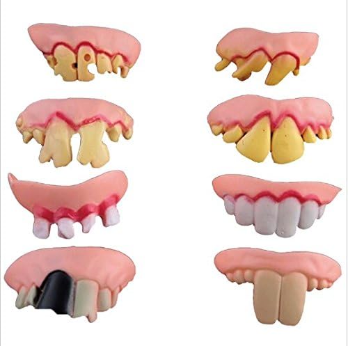 JCare 8pcs Funny Goofy Fake Vampire Denture Teeth Halloween Decoration Props Trick Toy