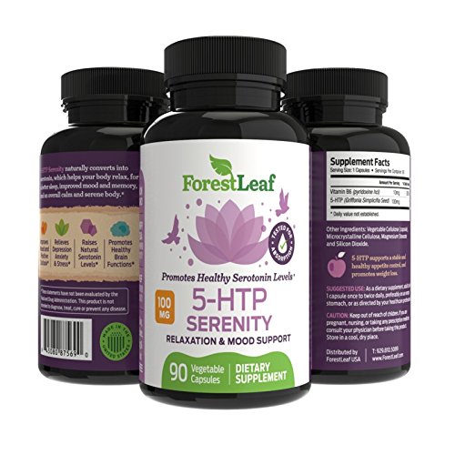 100mg 5-HTP Serenity Daily Serotonin Supplement - Helps Boost and Improve Mood, Relaxation and Brain Function - Helps Regulate Sleep and Appetite - by ForesLeaf, 90 capsules 100mg 5-HTP Serenity Daily Serotonin Supplement - Helps Boost and Improve Mood, Relaxation and Brain Function - Helps Regulate Sleep and Appetite - by ForesLeaf, 90 capsules