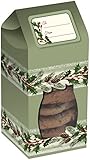 Creative Converting 6 Boxes Tall Cookie Box with See-Thru Window, Holly, Clear