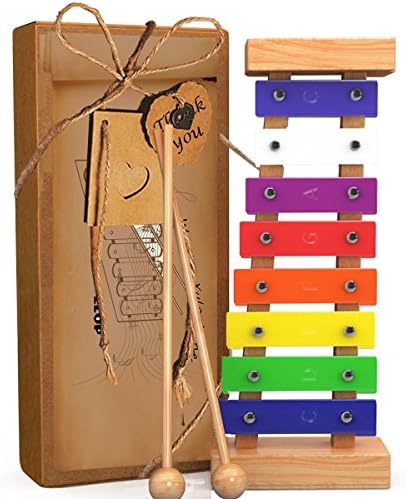Xylophone, LLOP Wooden Xylophone for Kids with Bright Multi-Colored Keys,Child-Safe Wooden Mallets and Music Cards for Kids with a "I LOVE YOU" Pendant
