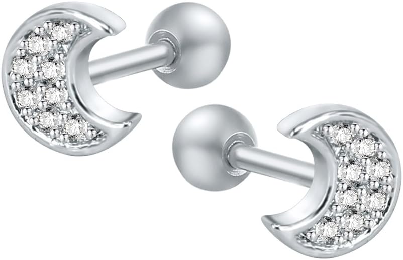 ZS16g Sparkling Cubic Zirconia Stainless Steel Stud Earrings Tragus Helix Conch Cartilage Ear Piercing